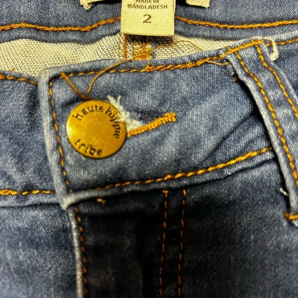 Haute Hippie Tribe Mid-Rise Women's Denim Jeans with Lace Hem Size 2 - Picture 7 of 8